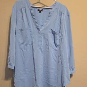 Torrid Light Blue Harper Blouse with Pockets